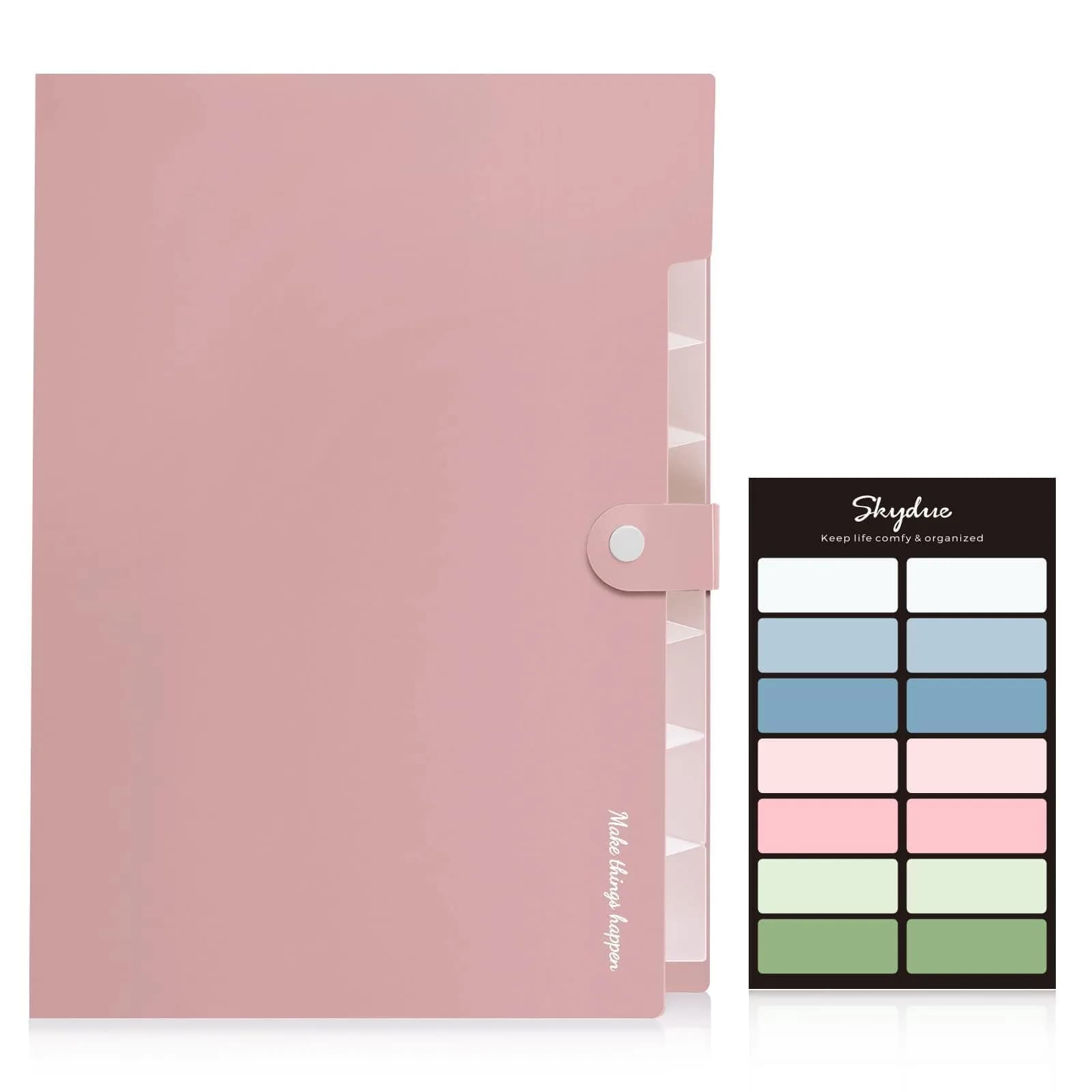 SKYDUE 8 Pockets Expanding File Folder Pink | Portable Accordion Organizer for Letter Size Documents - view 2