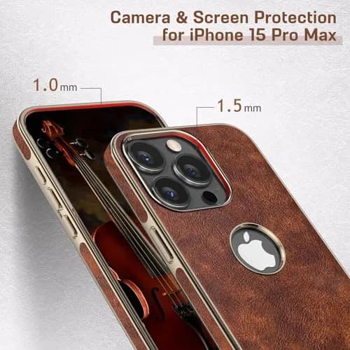 LOHASIC iPhone 15 Pro Max Leather Case | Slim Vintage Brown Luxury Cover thumbnail 6