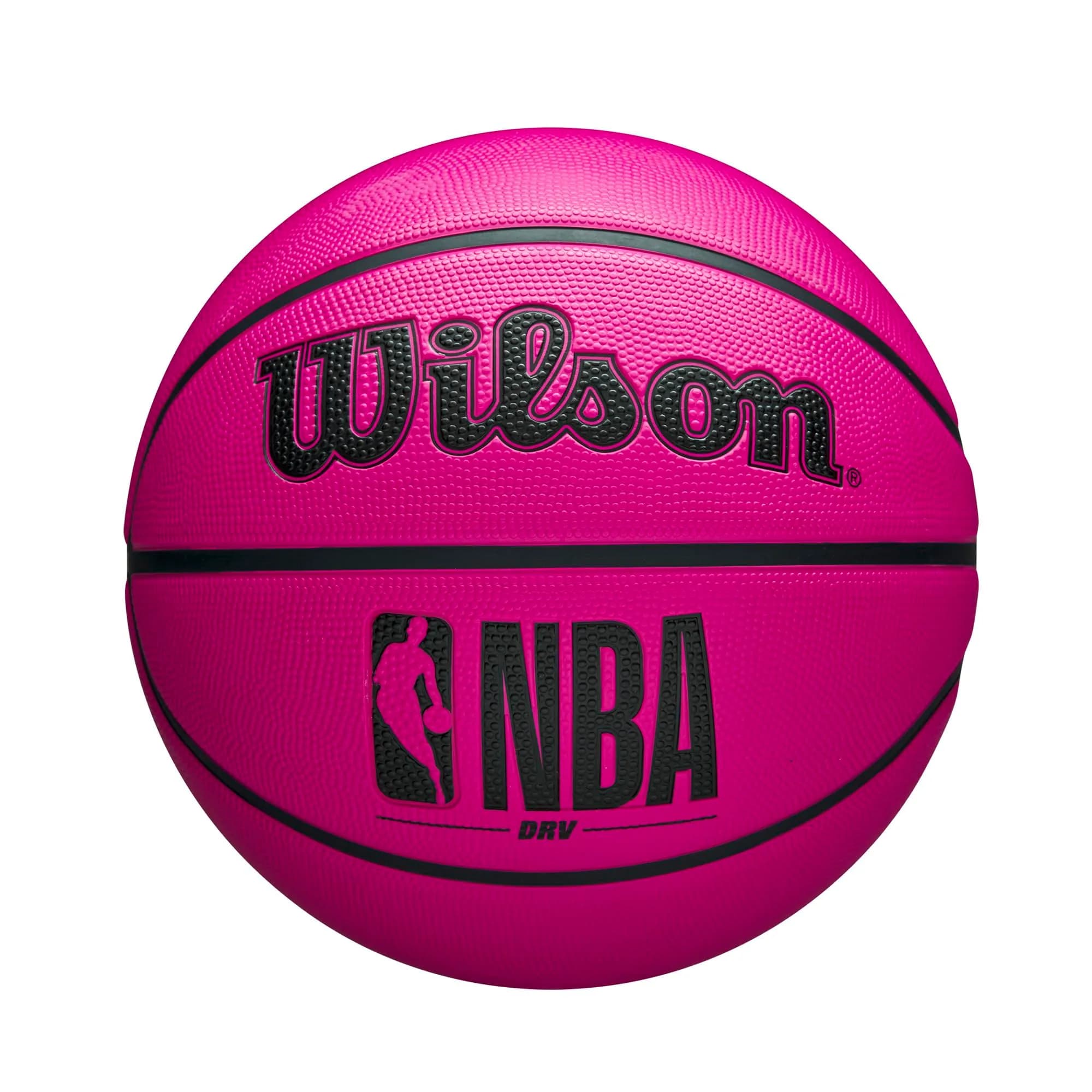 WILSON NBA DRV Outdoor Basketball Size 6 | Durable Rubber Cover for Outdoor Play with Pump (28.5") — Pink