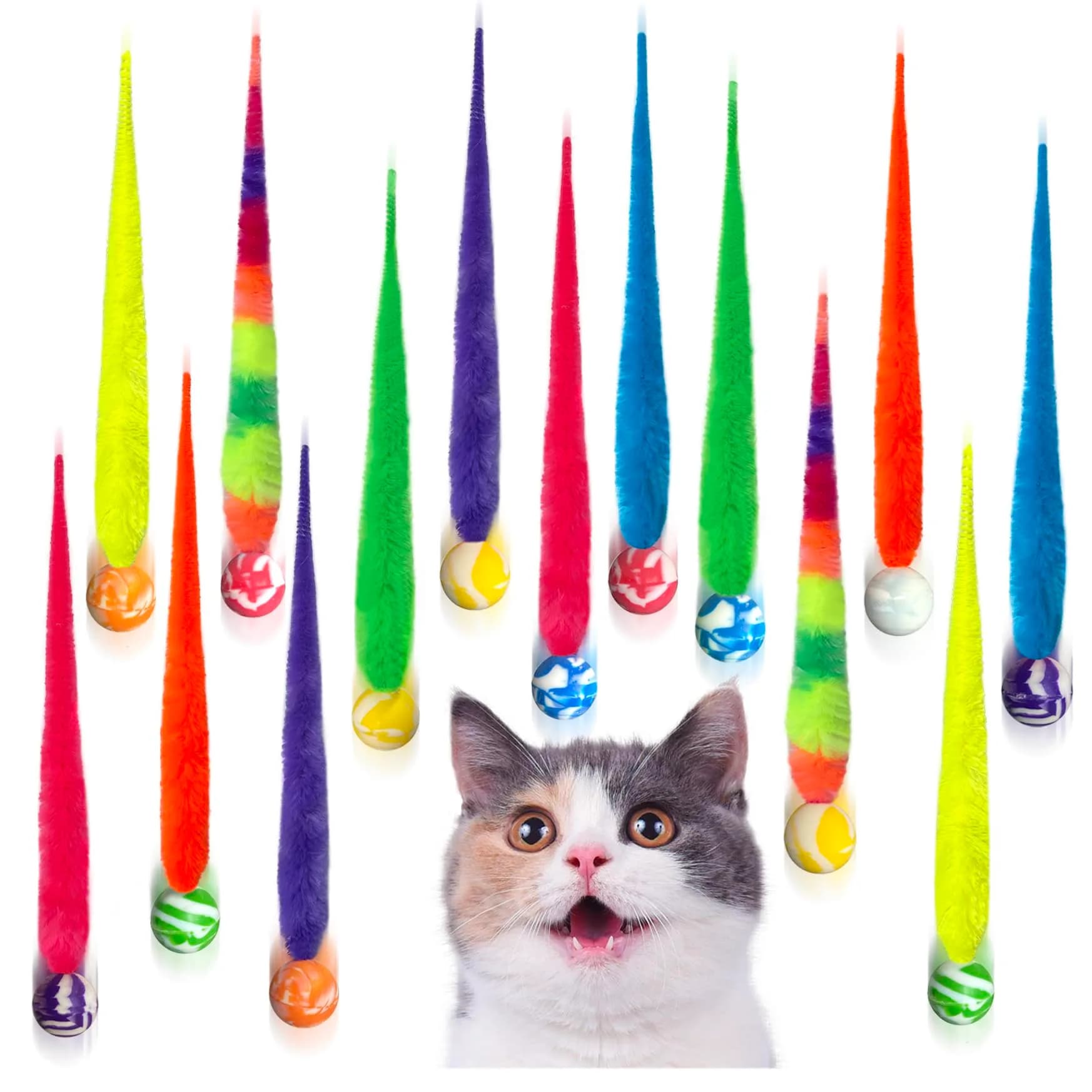 AcceLeah Cat Worm Toy Refills 13Pcs | Natural Plush Teaser Attachments for Cats — 14 Pcs