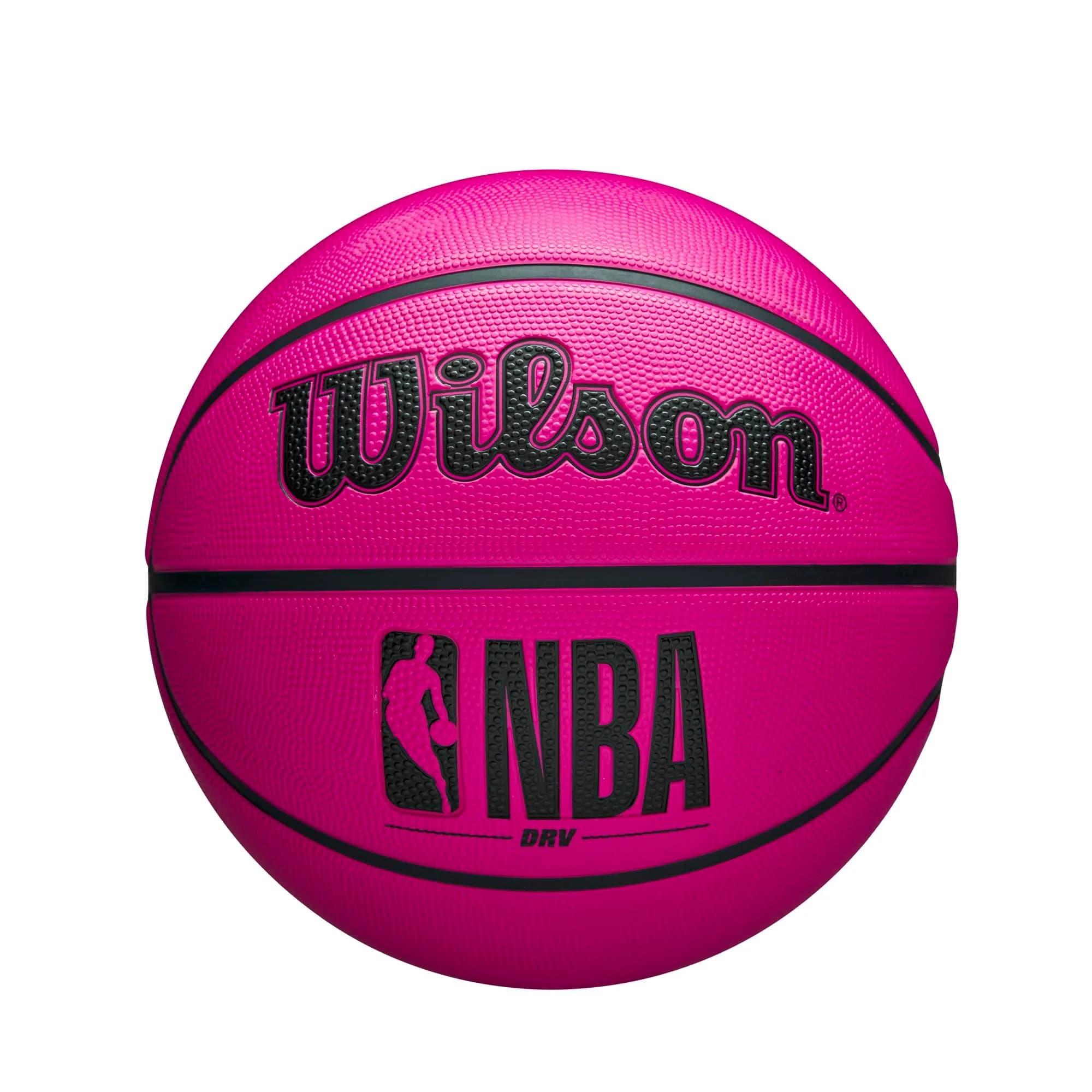WILSON NBA DRV Outdoor Basketball Size 6 | Durable Rubber Cover for Outdoor Play with Pump (28.5") — Pink