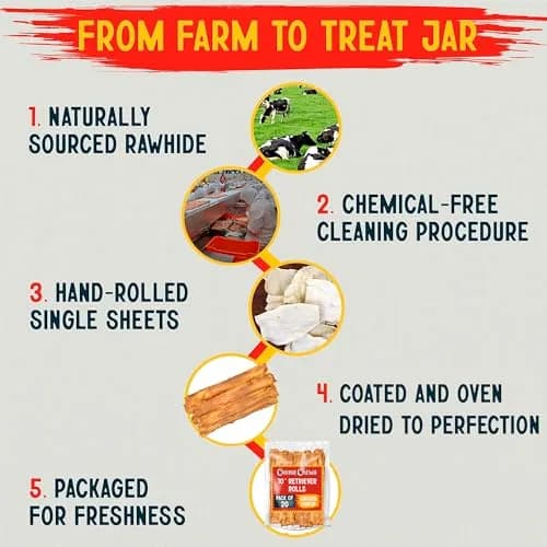 Canine Chews 10" Chicken Coated Dog Rawhide Retriever Rolls | Long-Lasting & Healthy Dental Chew for Large Dogs thumbnail 7