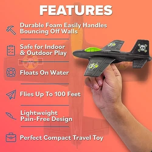 Refresh Sports EVA Foam Mini Glider Plane - Jet Black | Durable & Safe for Kids Ages 3+ thumbnail 4