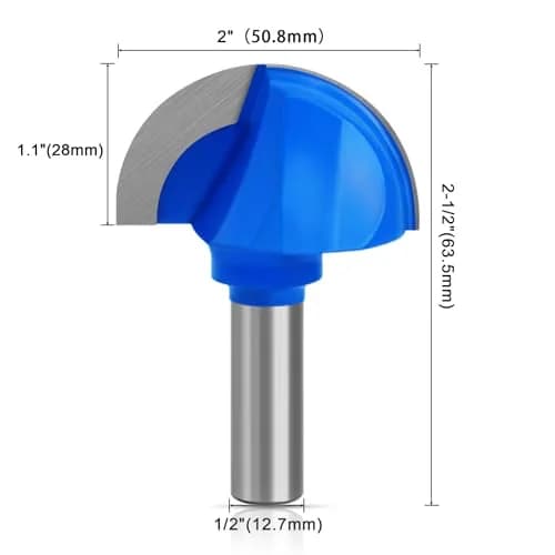 ASNOMY Core Box Router Bit 2" Cutting Diameter, 1/2" Shank | Solid Carbide 2-Flute Round Nose thumbnail 2