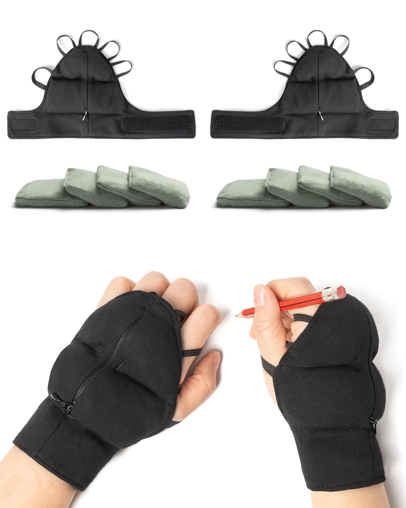 Bottle Pouch Weighted Gloves for Tremors Set Large | Hand Stability & Grip Support - main product image