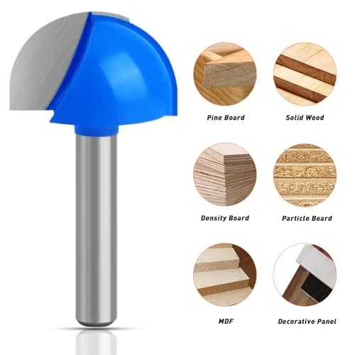 ASNOMY Core Box Router Bit 1" Cutting Diameter, 1/4" Shank, 2 Flutes | Solid Carbide Round Nose Cove Bit thumbnail 3