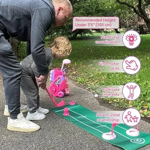 Liberry Toddler Golf Clubs Set Toy for Girls Ages 1-4 with Mat, Pink | ASTM-Tested Non-Toxic Plastic thumbnail 4