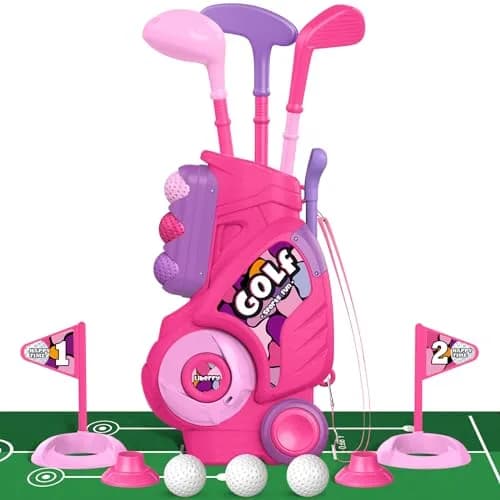 Liberry Toddler Golf Clubs Set Toy for Girls Ages 1-4 with Mat, Pink | ASTM-Tested Non-Toxic Plastic thumbnail 1