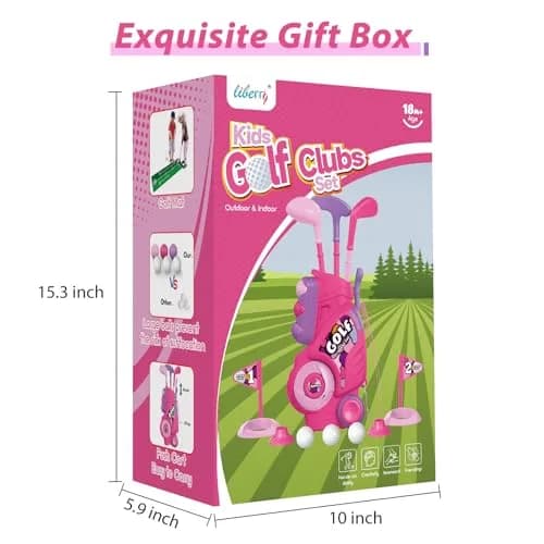 Liberry Toddler Golf Clubs Set Toy for Girls Ages 1-4 with Mat, Pink | ASTM-Tested Non-Toxic Plastic thumbnail 7