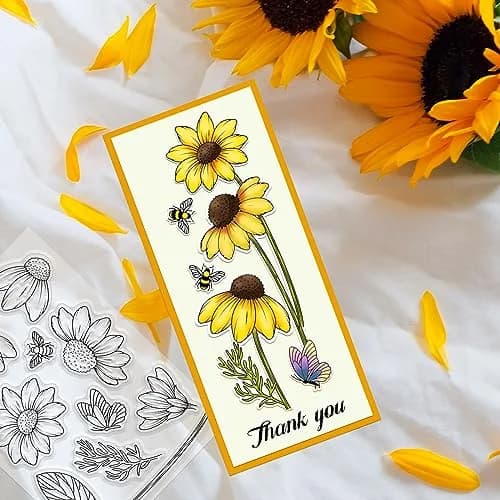 ORIGACH Daisy Flower Stamps and Dies and Layering Stencil Set, Silicone & Metal, 7.9x7.9 inch | DIY Card & Scrapbook Craft thumbnail 5