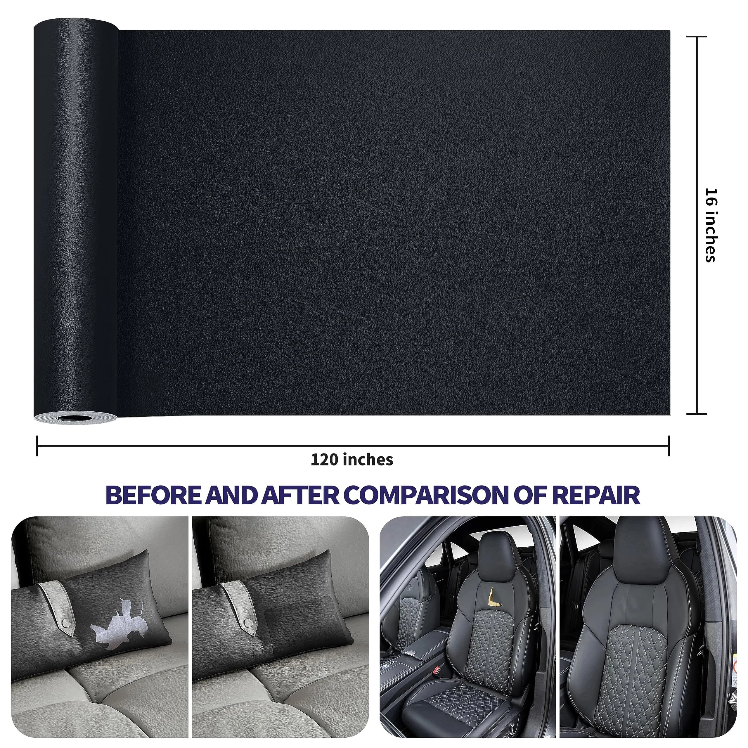 Besezx Leather Repair Patch Tape Kit 120in x 16in | Self-Adhesive for Furniture, Sofas, Car Seats, Vinyl Repair - view 3
