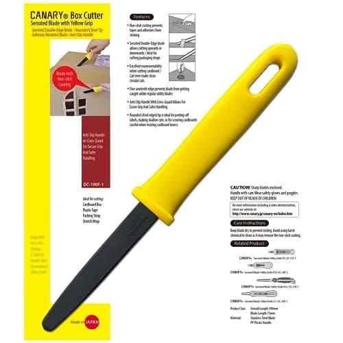 CANARY Cardboard Cutter Utility Knife 7.5" (19 cm) with Non-Stick Blade, 2-Pack | Made in Japan for Clean Box Opening thumbnail 2