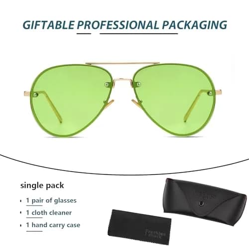 Freckles Mark Classic Oversized Aviator Sunglasses Clear Green 62mm | UV400 Protection thumbnail 7