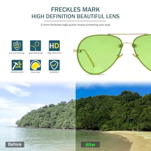Freckles Mark Classic Oversized Aviator Sunglasses Clear Green 62mm | UV400 Protection thumbnail 3