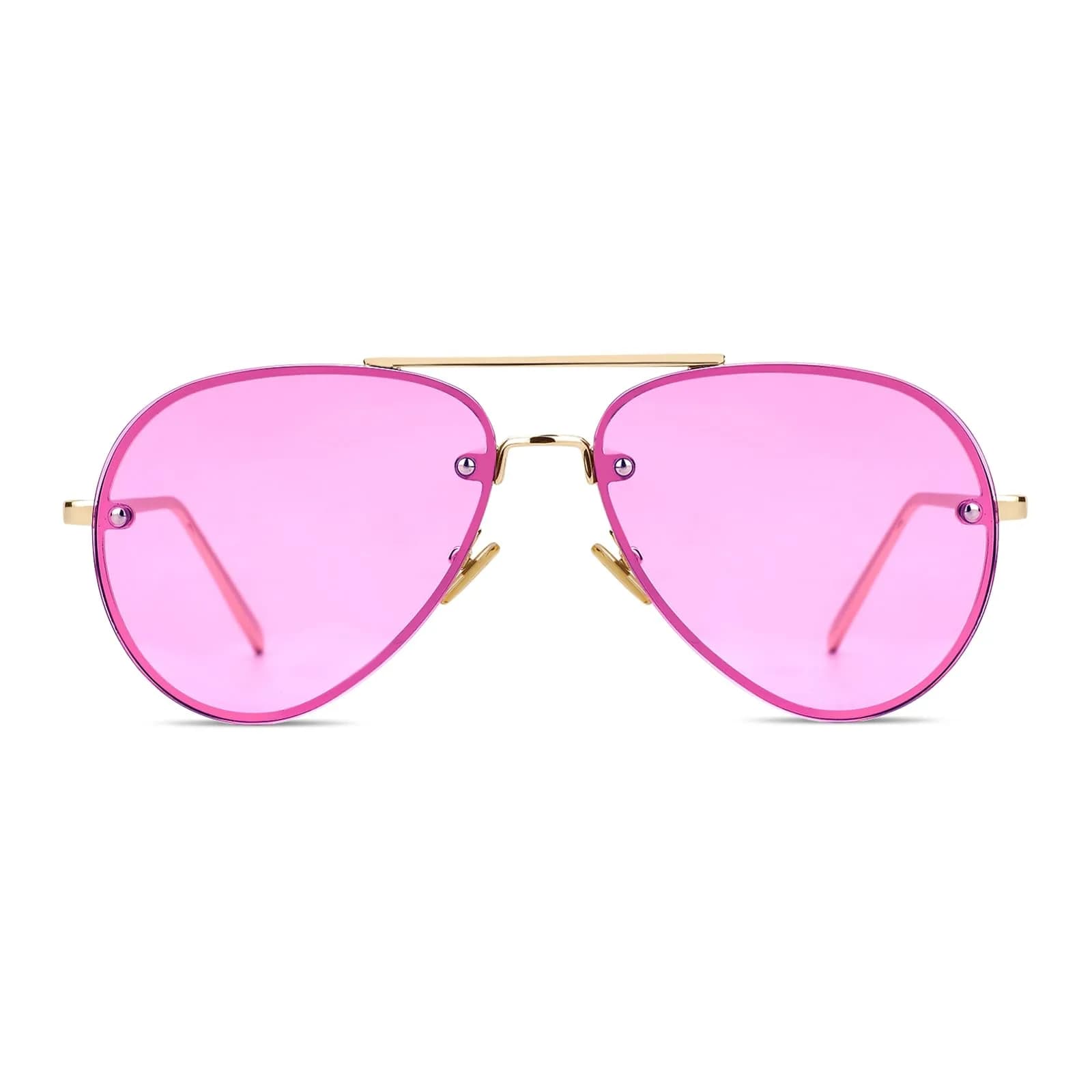 Freckles Mark Classic Oversized Aviator Sunglasses Gold Orange 62mm | UV400 Protection — Purple Tint