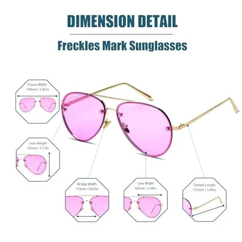 Freckles Mark Oversized Aviator Sunglasses Purple Tint 62mm | UV400 Protection thumbnail 4