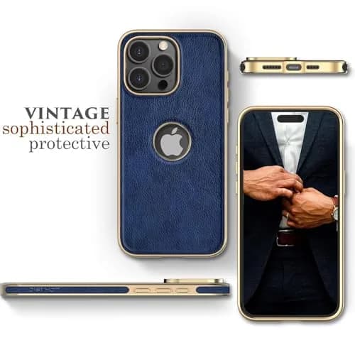 LOHASIC for iPhone 15 Pro Max Case Leather, MagSafe Magnetic Case, Blue | Luxury Vegan PU Leather with MagSafe Compatibility thumbnail 4