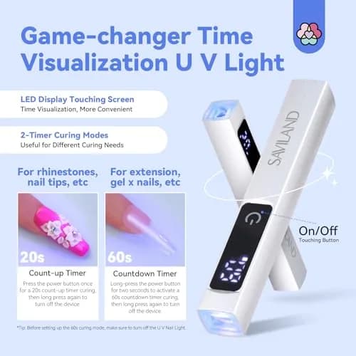 SAVILAND LED Nail Lamp Kit with Magnetic Stand & LCD Screen, 12W Portable Mini Dryer for Gel Nails | Hands-Free 360° Rotation thumbnail 3