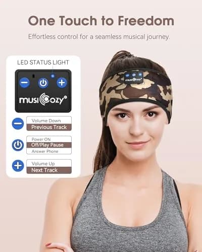 MUSICOZY Bluetooth Headband Headphones for Side Sleepers with 15-Hour Playtime | True HD Sound thumbnail 5