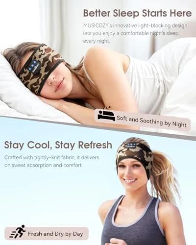 MUSICOZY Bluetooth Headband Headphones for Side Sleepers with 15-Hour Playtime | True HD Sound thumbnail 2