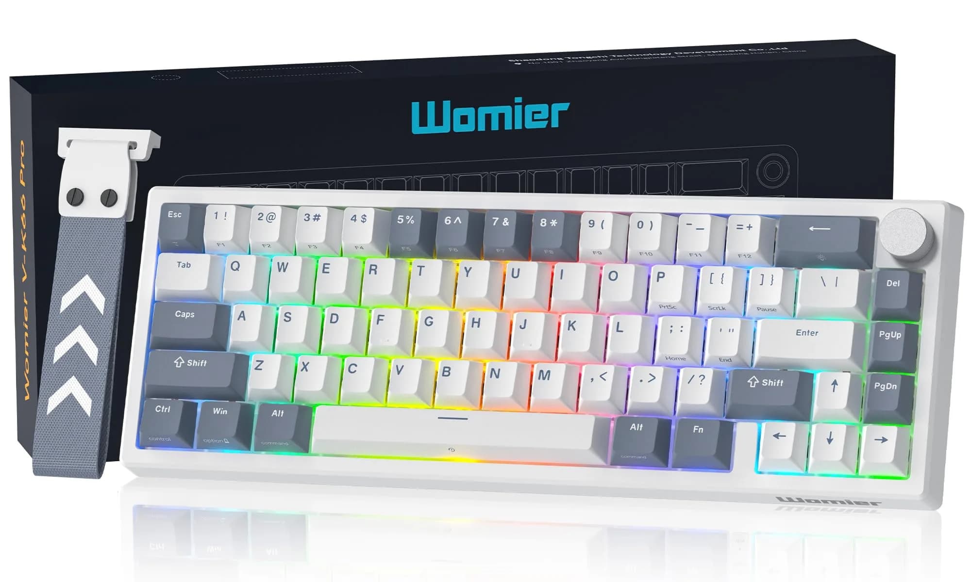 Womier WK61 V2 Mechanical Gaming Keyboard - 61 Keys, Hot-Swappable Linear Red Switch, V-White Grey - main product image