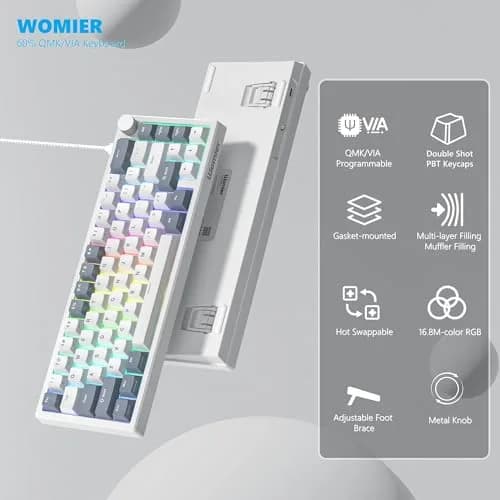 Womier VK66 PRO 60% Gaming Keyboard Wired, Creamy Mechanical Keyboard QMK/VIA | RGB, Hot Swappable, Compact thumbnail 5