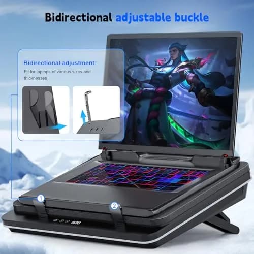 IETS GT600 Laptop Cooling Pad with 5.5-inch Turbo-Fan & Magnetic Sealed Foam | 14.1-19.3 inch Adjustable Gaming Laptop Cooler thumbnail 4
