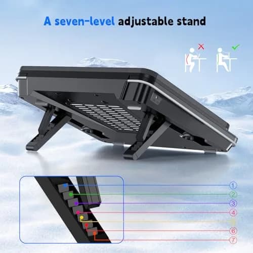 IETS GT600 Laptop Cooling Pad with 5.5-inch Turbo-Fan & Magnetic Sealed Foam | 14.1-19.3 inch Adjustable Gaming Laptop Cooler thumbnail 7
