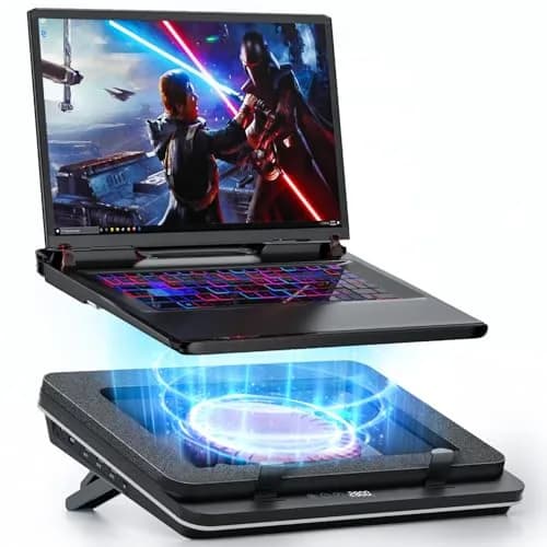 IETS GT600 Laptop Cooling Pad with 5.5-inch Turbo-Fan & Magnetic Foam Seal, 14.1-19.3 inch Gaming Laptop Cooler with 3-Port USB Hub & Dust Filter thumbnail 1