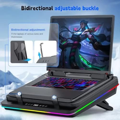 IETS GT600 RGB Laptop Cooling Pad 14.1-19.3 inch | Powerful Turbo-Fan & RGB Lighting thumbnail 5