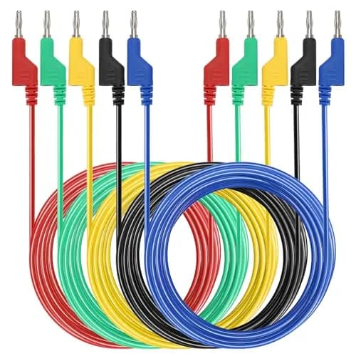 Sumnacon 5Pcs 3m (9.8Ft) Banana to Banana Plug Test Leads | 1000V/15A Stackable Silicone Cable Set thumbnail 1