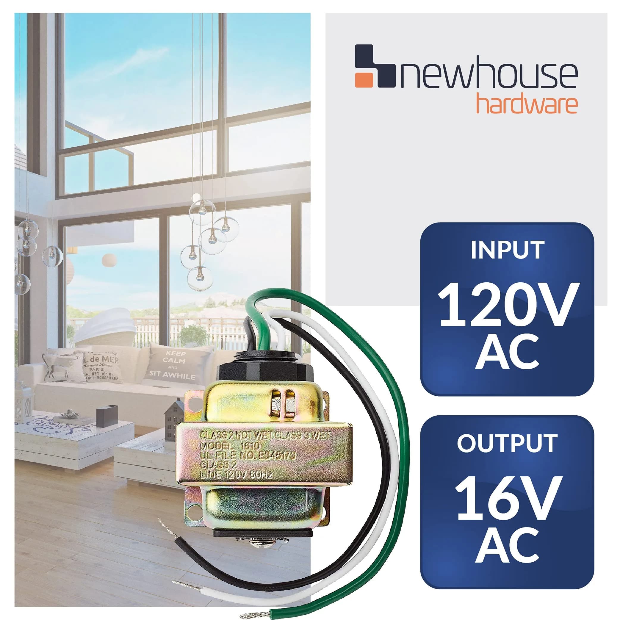 Newhouse Hardware CHM2 Door Chime & 16TR Transformer Kit | White, 16V AC Output - view 7