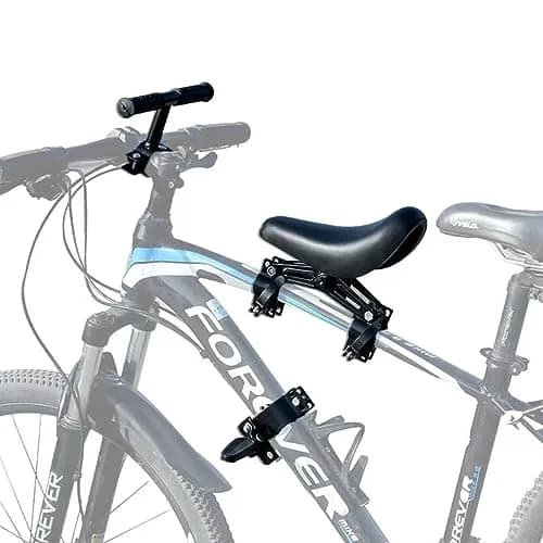 NELOMO Front Mounted Bicycle Seat for Kids with Handlebars & Foot Pedals | Aluminum Alloy, Black, Fits Most MTBs & City Bikes thumbnail 1