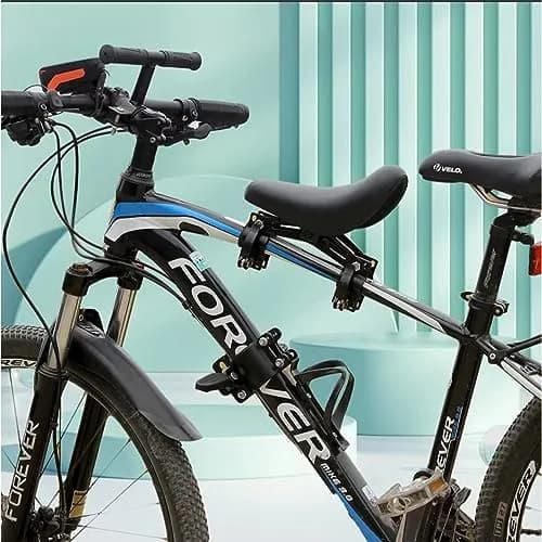 NELOMO Front Mounted Bicycle Seat for Kids with Handlebars & Foot Pedals | Aluminum Alloy, Black, Fits Most MTBs & City Bikes thumbnail 2