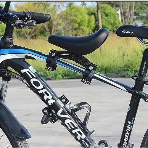 NELOMO Front Mounted Bicycle Seat for Kids with Handlebars & Foot Pedals | Aluminum Alloy, Black, Fits Most MTBs & City Bikes thumbnail 3