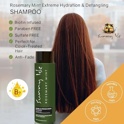 Sunny Isle Rosemary Mint Hair & Strong Roots Shampoo 12oz | Biotin Infused, Color Safe, Strengthening Formula thumbnail 3