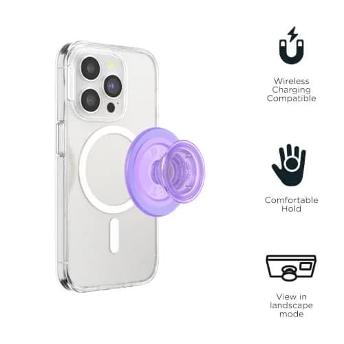 PopSockets Phone Grip for MagSafe, Magnetic Holder- Clear Lavender | Secure Magnetic Stand & Grip thumbnail 4