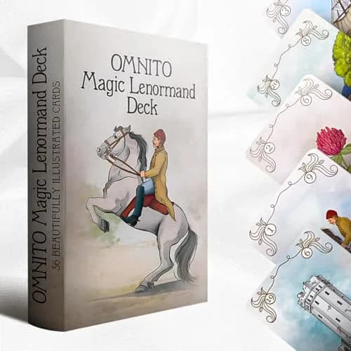 OMNITO Borderless Oracle Magic Lenormand Deck | Wisdom Cards for Love and Life | Vintage 36-Card Set with Guide Book for Soul, Destiny, and Fortune Reading thumbnail 1