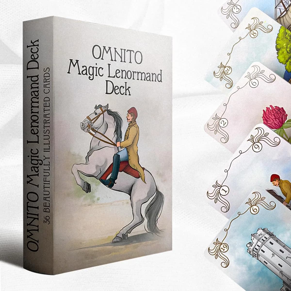 OMNITO Borderless Oracle Magic Lenormand Deck | Wisdom Cards for Love and Life | Vintage 36-Card Set with Guide Book for Soul, Destiny, and Fortune Reading - main product image