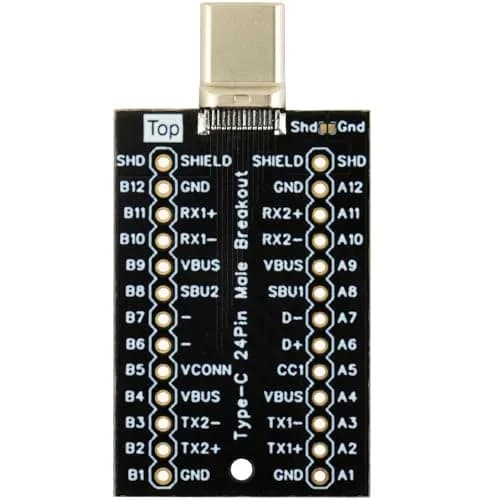 naughtystarts USB Type-C Breakout Board Male Connector 24 Pins Full Pins Output Gold Plated PCB | Single Board Computer thumbnail 1