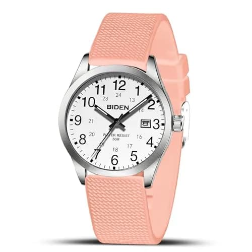 LN LENQIN Men's Analog Quartz Sports Watch 40mm Pink | Military Time with Luminous Dial thumbnail 1