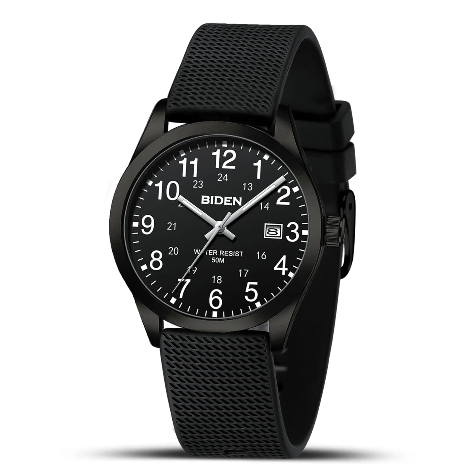 LN LENQIN Analog Quartz Sports Watch 40mm (1.57 inch) | Military Style with Luminous Dial — A3-R015-1-All Black