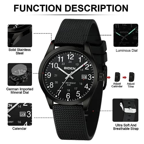LN LENQIN Analog Quartz Sports Watch 40mm (1.57 inch) | Military Style with Luminous Dial thumbnail 7