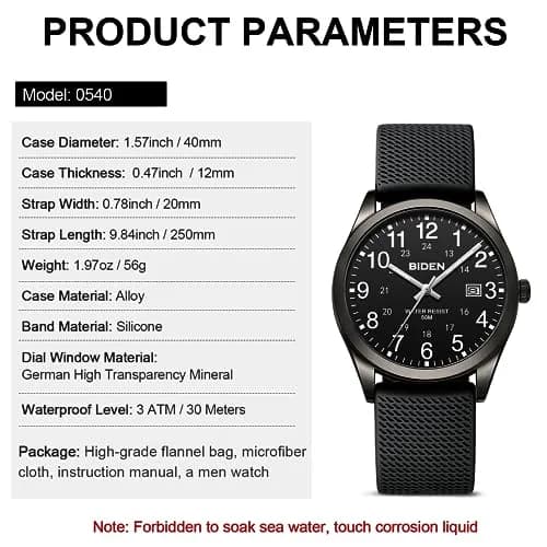 LN LENQIN Analog Quartz Sports Watch 40mm (1.57 inch) | Military Style with Luminous Dial thumbnail 8
