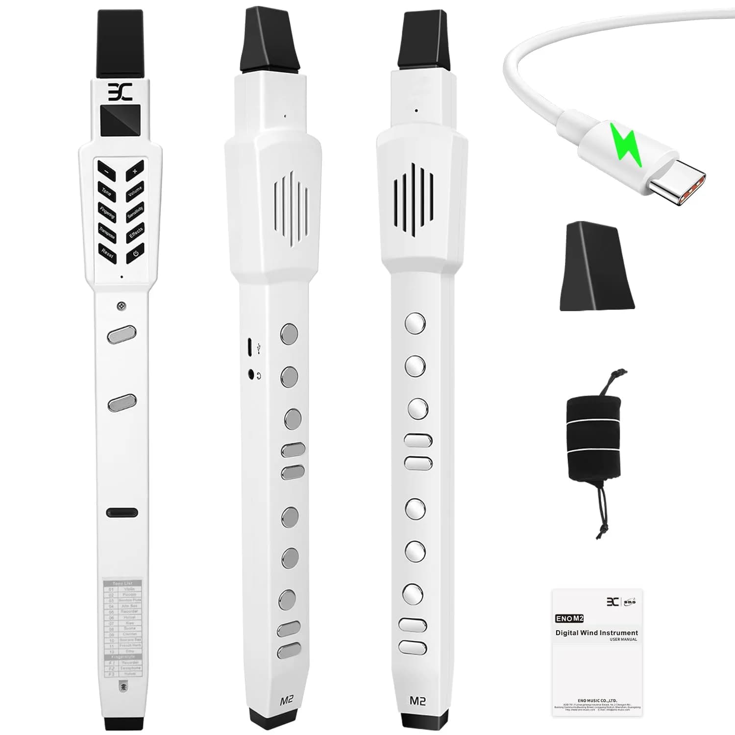 EX M2 Digital Wind Instrument Electric Saxophone 12 Tones 3 Modes White — White