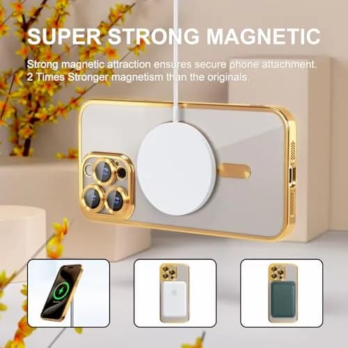 Misea Magnetic for iPhone 15 Pro Max Case Compatible with MagSafe Gold | Crystal Clear, Military Drop & Yellowing Resistant thumbnail 5