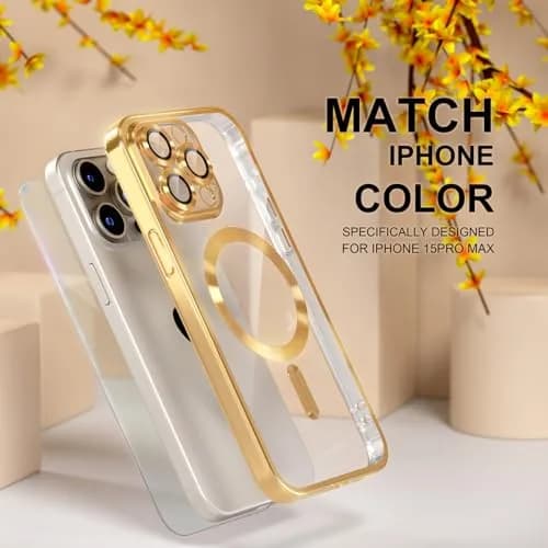 Misea Magnetic for iPhone 15 Pro Max Case Compatible with MagSafe Gold | Crystal Clear, Military Drop & Yellowing Resistant thumbnail 7
