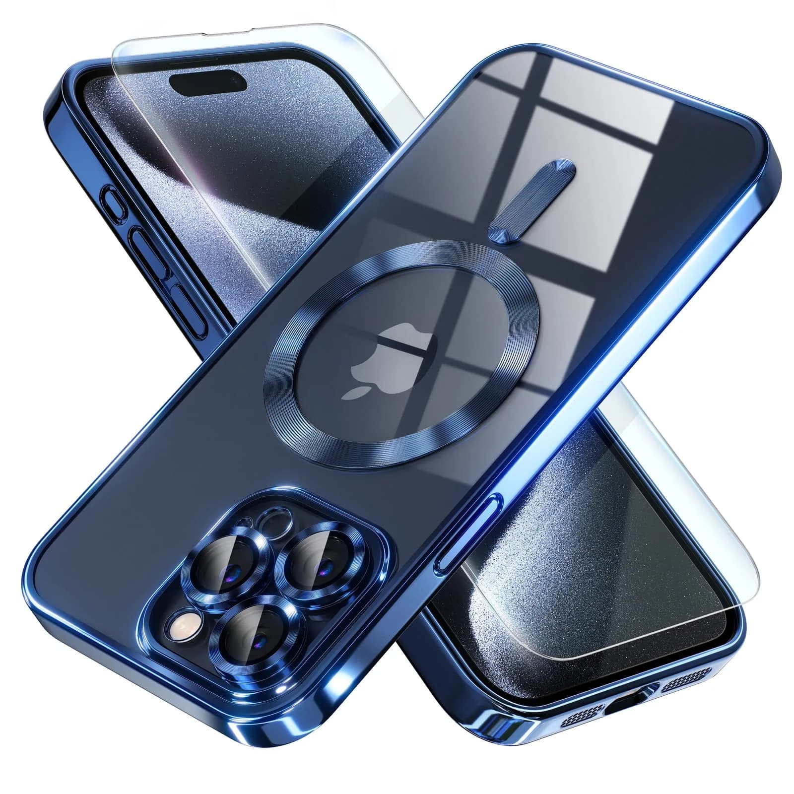 Misea Magnetic for iPhone 15 Pro Max Case Compatible with MagSafe | Crystal Clear, Shockproof & Dustproof — Deep Blue