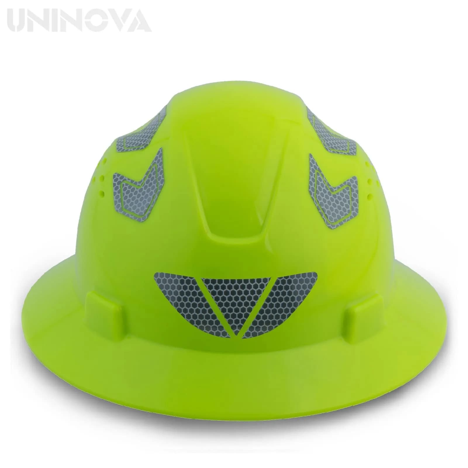 UNINOVA Full Brim Hard Hat ANSI Approved OSHA Vented Safety Helmet for Construction, Green | Impact & Sun Protection