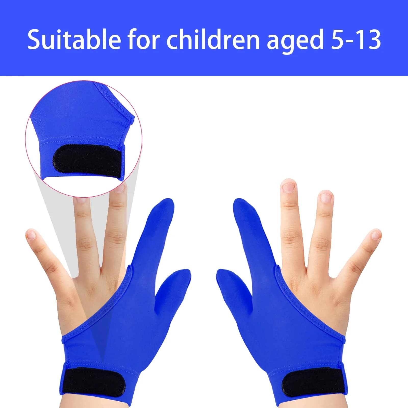 Yxmeiguo Thumb Sucking Guard Gloves for Kids Ages 5-12 | 2 Pairs (Black & Blue) with Adjustable Wrist - view 2